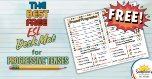 Free ESL Progressive Tense Desk Mat – Present Progressive Grammar Resource for English Learners