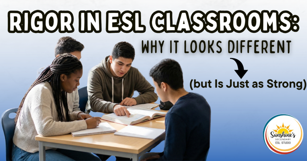 rigor in ESL classrooms shown through high school students working together on a collaborative learning task