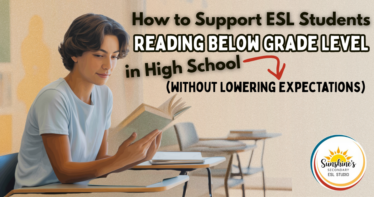 Hispanic high school student reading a book in class, representing a blog about supporting ESL students reading below grade level.